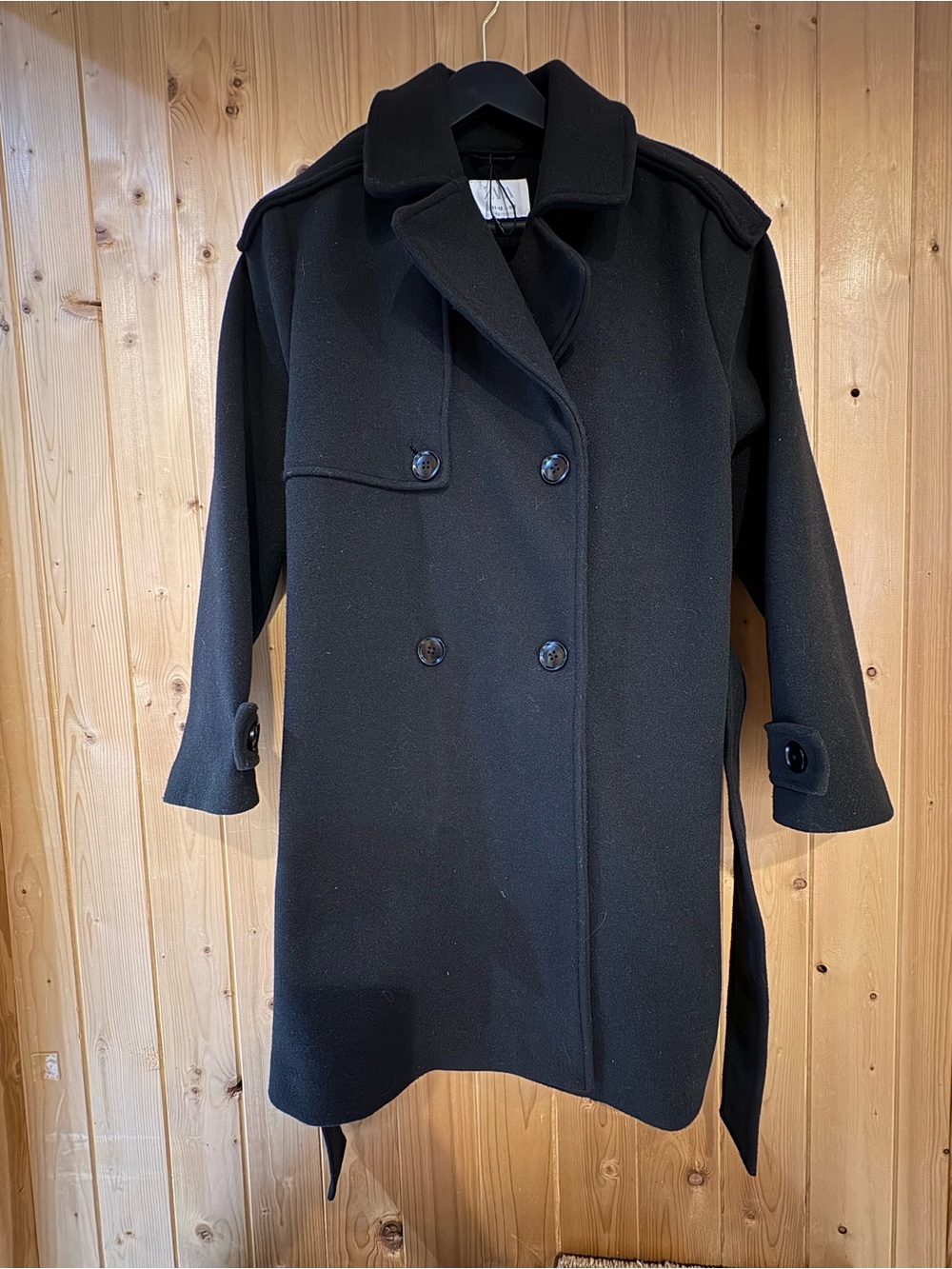 Zara Black Double-Breasted Kids Pea Coat
